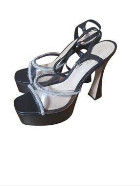 Schutz Aileen Platform Heels Leather‎ Sole Crystals Womens Size 9B Party Formal